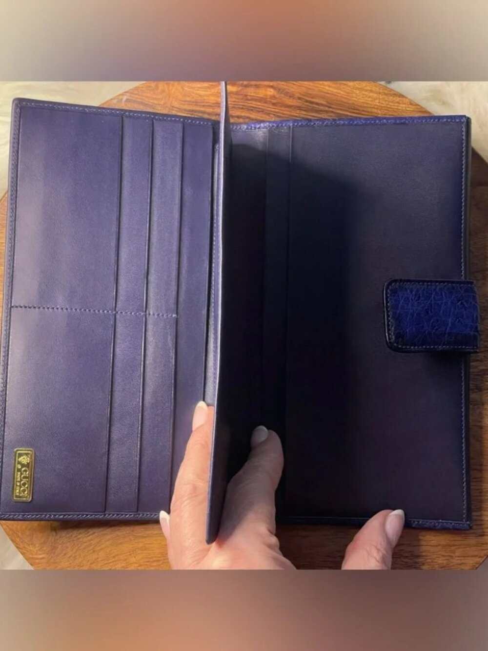 🦄🦄 GUCCI Navy Blue & Royal Ostrich Leather Wallet w/Box 🦄🦄 Pristine Conditio - Picture 7 of 11